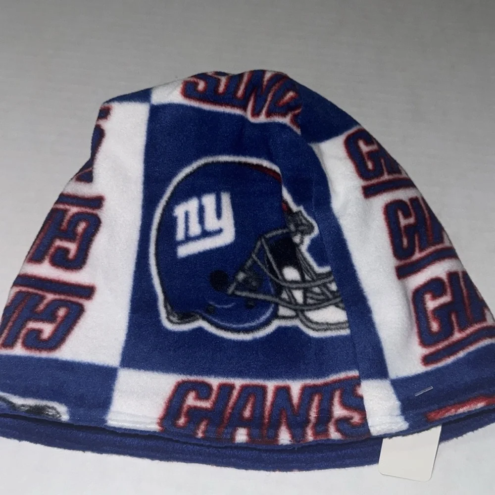 Handmade By Mad NY Giants Blue,Red& White Fleece Beanie Warm & Cozy Size Large - Picture 5 of 6